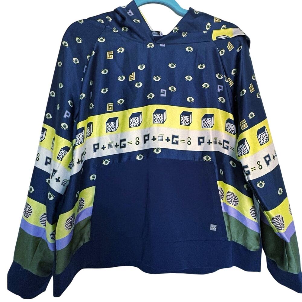 Purificacion Garcia S Hooded Sweatshirt Eye Geometric Print Navy Designer